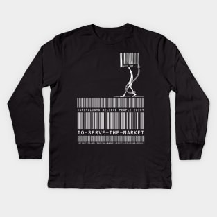 Capitalism Versus Socialism Barcode White Kids Long Sleeve T-Shirt